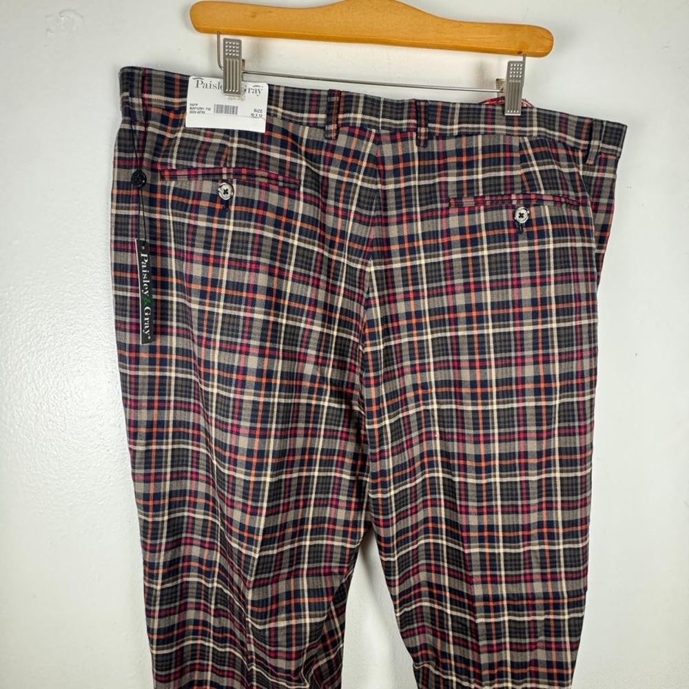 Paisley & Gray Mens Plaid Dress Pants Multicolor Tartan Slim Fit 42x32 NWT - Picture 8 of 9